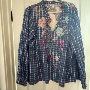 Johnny Was Floral Embroidered Blouse